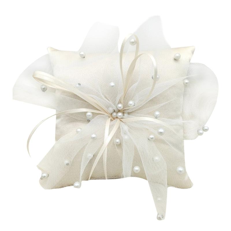 Ring Bearer Pillow - 31BB handgefertigte Perlenkissen weiße Ringe Bearer