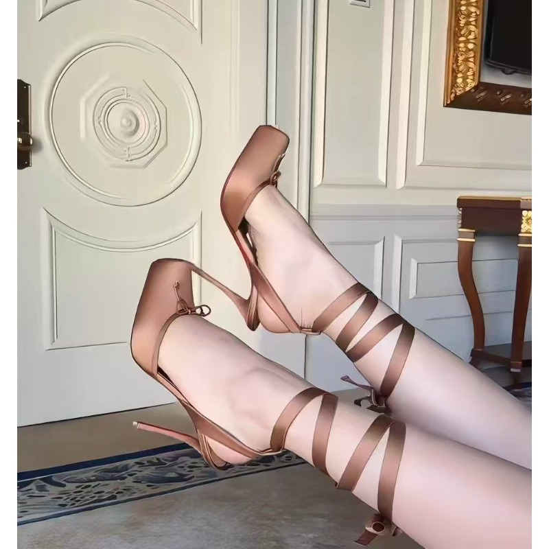 Wedding Fx - Rote High Heels, Damen-Knöchelriemchen-Sandalen mit plissierter
