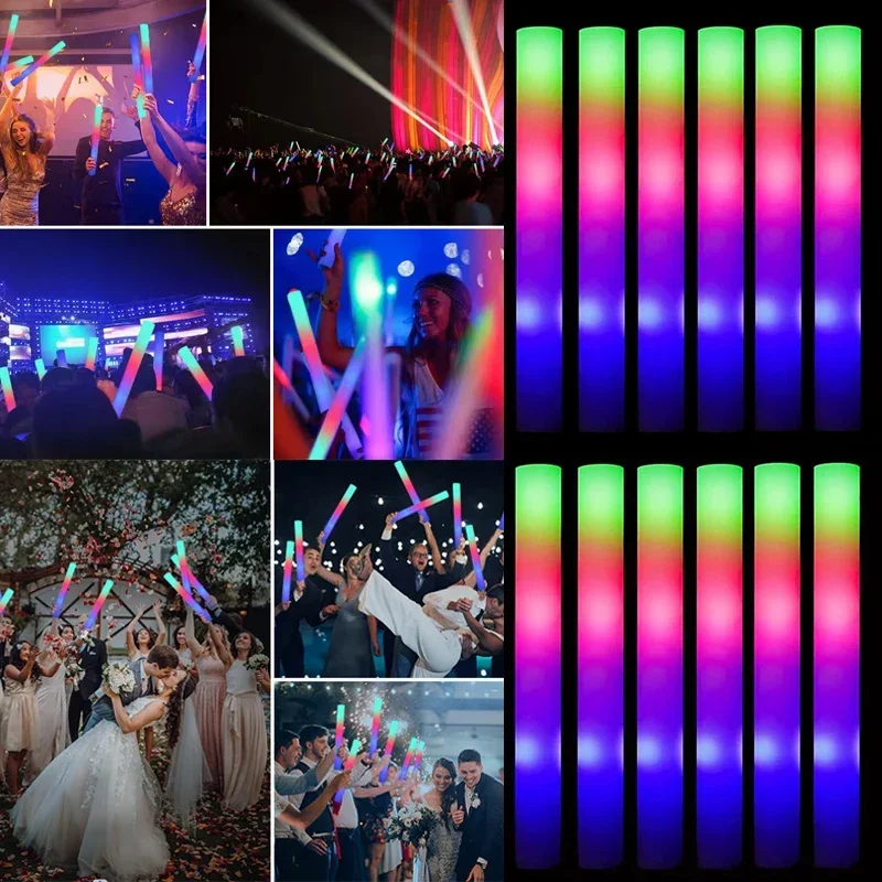 Wedding Supply Bulk - 15/30 Stück LED-Leuchtstäbe, bunte RGB-Leuchtschaumstäbe, Leuchtrohre