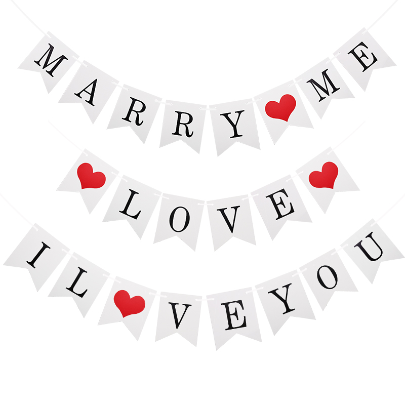 Wedding Supply Rentals - Hochzeitsbanner 'Marry Me' Liebes-Girlande Brautparty Foto-Requisiten