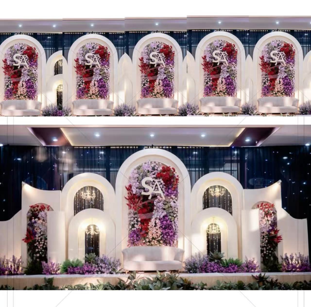 Wedding Supply Rentals - Hochzeitsdekoration PVC-Bogen-Hintergrundständer Maßgefertigte Hochzeitsbühne Weiße Mehrschichtige