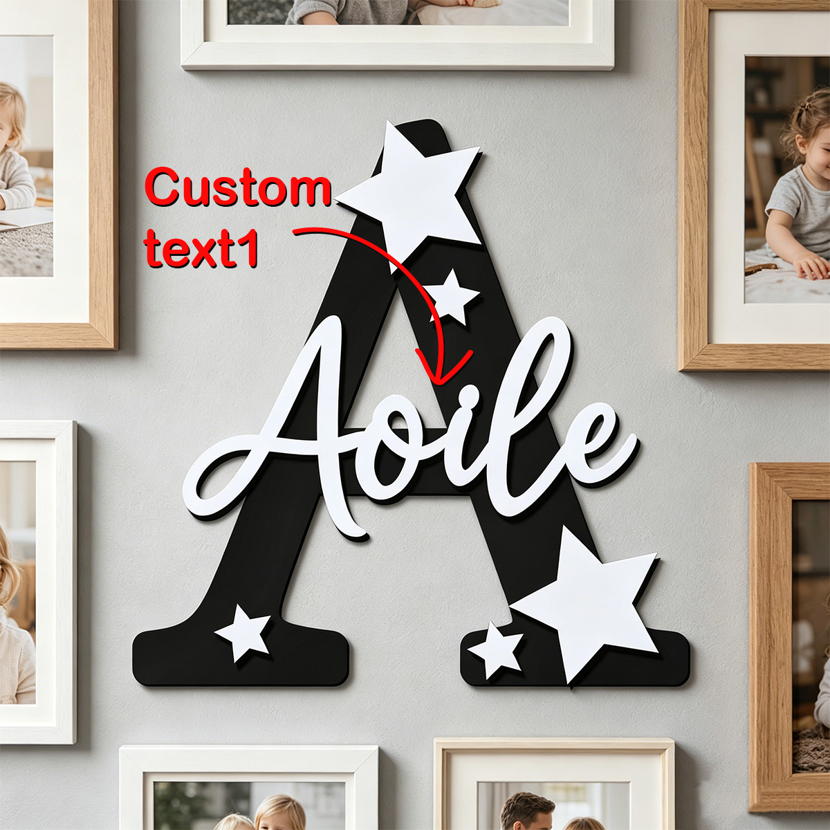 Wedding Souvenir - 1 Stück Personalisiertes Sternförmiges Holz-Namensschild mit