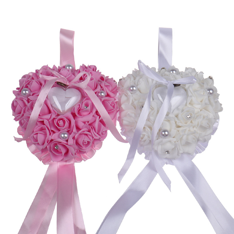 Ring Bearer Pillow - 1Pcs Herz-form Rose Blumen Ring Box