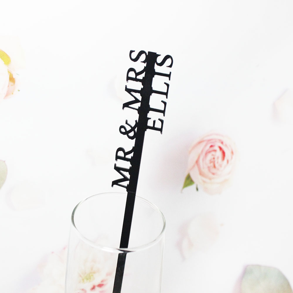 Wedding Souvenir - Personalisierte Getränkerührer Hochzeits-Getränkeanhänger Rührstäbchen Cocktailbar Nachnamen-Gastgeschenk