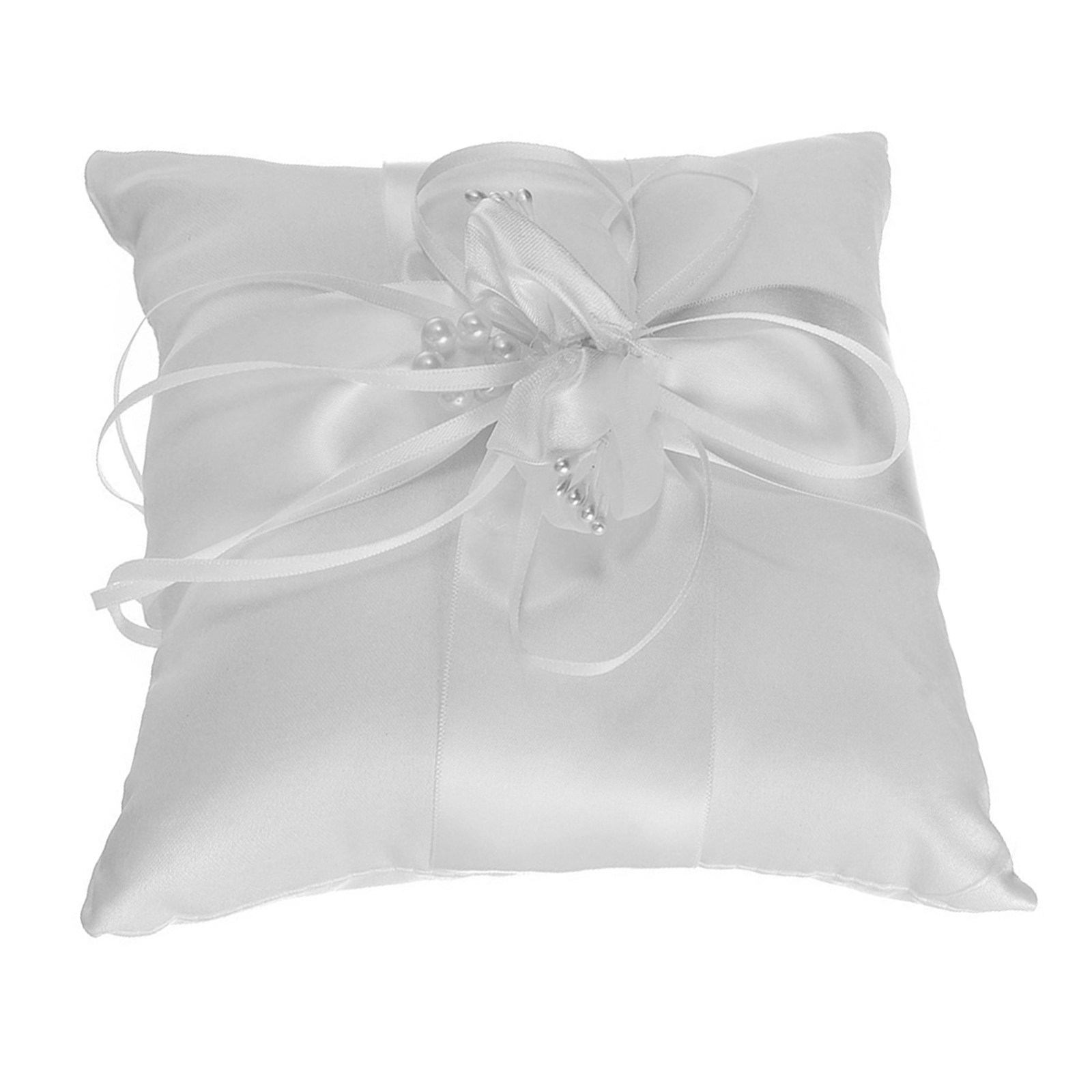 Ring Bearer Pillow - Elegantes Perlenblumen-Hochzeitsringkissen 15x15cm für den Ringträger