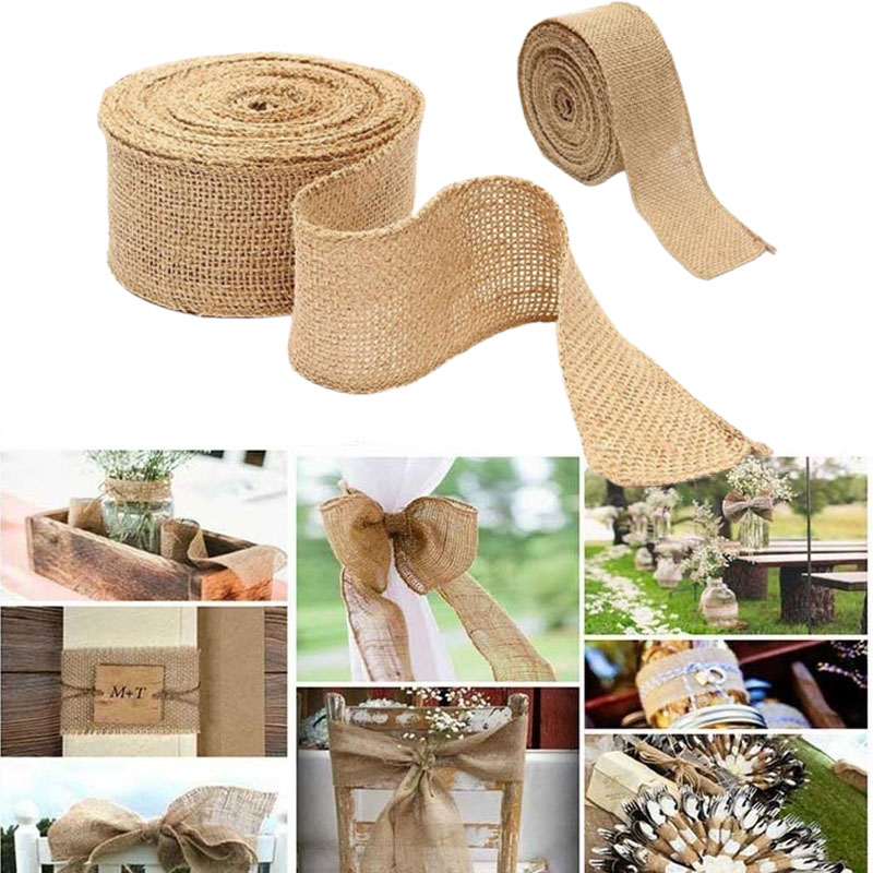 Wedding Supply Rentals - 2M/Rolle Natürlichen Jute Burlap Bänder für