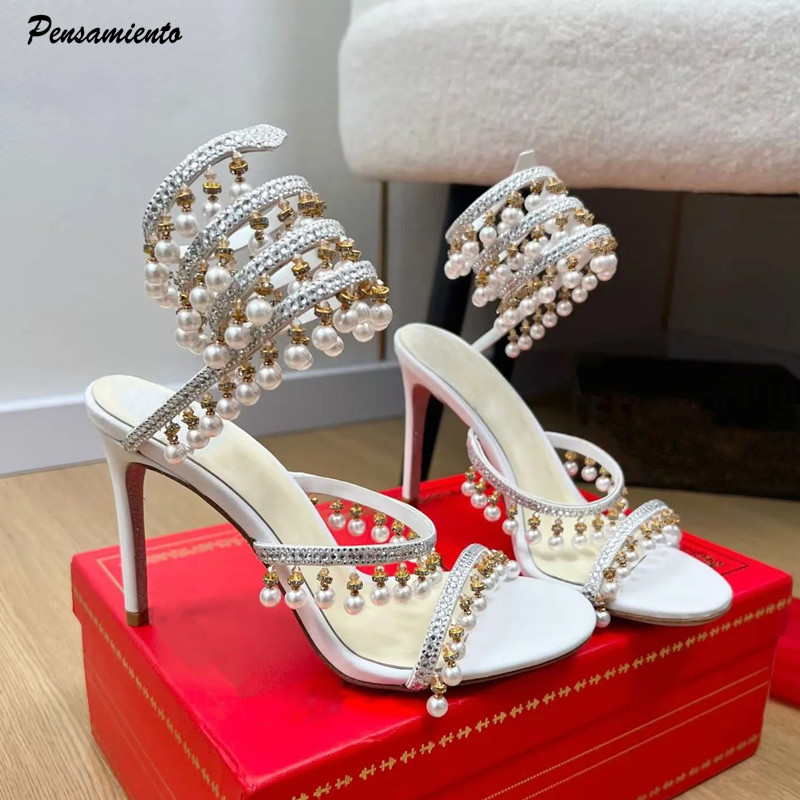 Wedding Fx - Luxuriöse Gladiatorensandalen für Damen mit Strass,