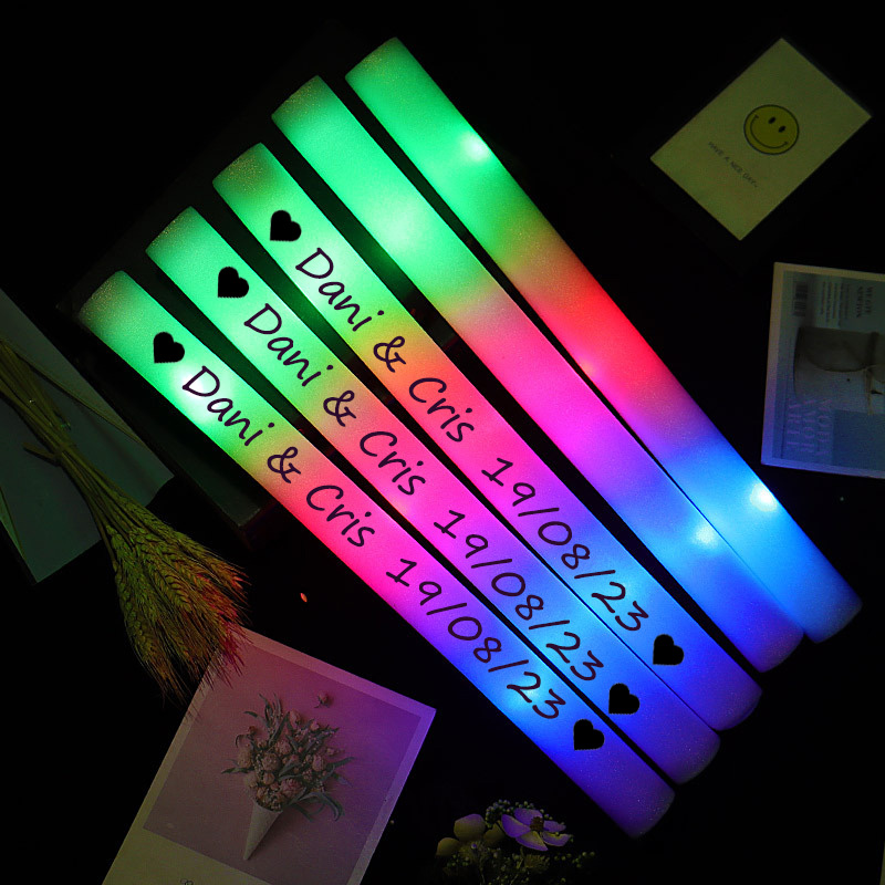 Wedding Supply Bulk - 12/30/60 Stück LED-Leuchtstäbe, bunt, RGB-Leuchtschaumstoffstäbchen, Jubelröhre,