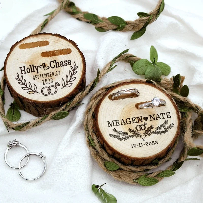 Ring Bearer Pillow - 1PCS Free Custom Baum Holz Stumpf