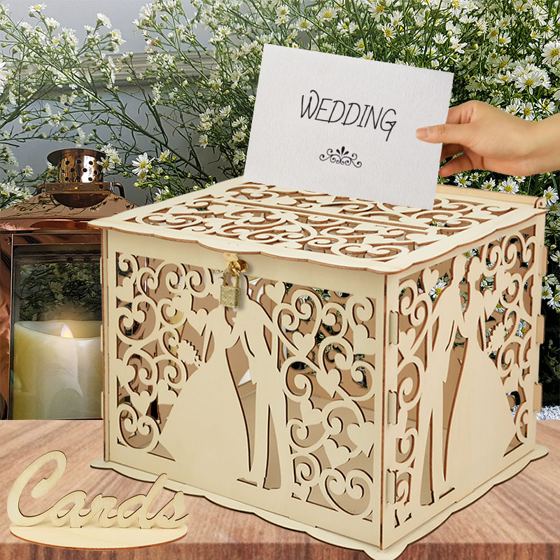 Wedding Supply Rentals - Hochzeitsgeschenke aus Holz, Kartenboxen mit Schloss,