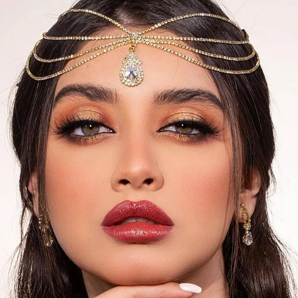 Indian Wedding Supply - XSBODY Boho Braut Strass Kopfkette Stirnbänder