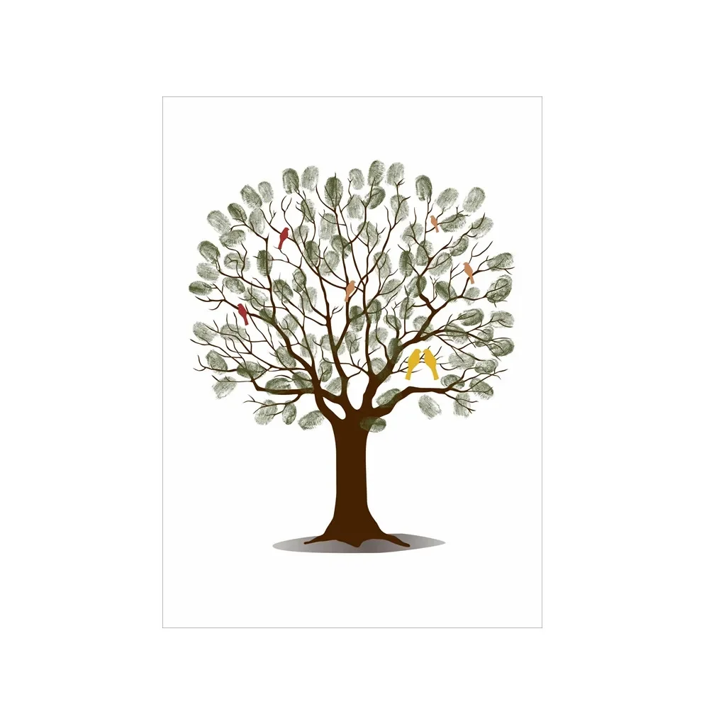 Wedding Souvenir - Hochzeits-Fingerabdruck-Baum Leinwand-Wandkunst Poster Gästebuch-Alternative Hochzeits-Souvenir Geschenk