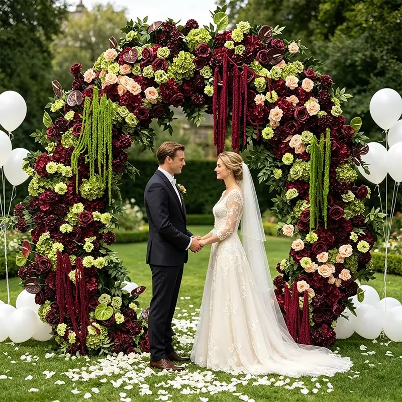 Burgunderrote und Salbeigrüne  – Wedding Arch Flower Bewertung und Preis