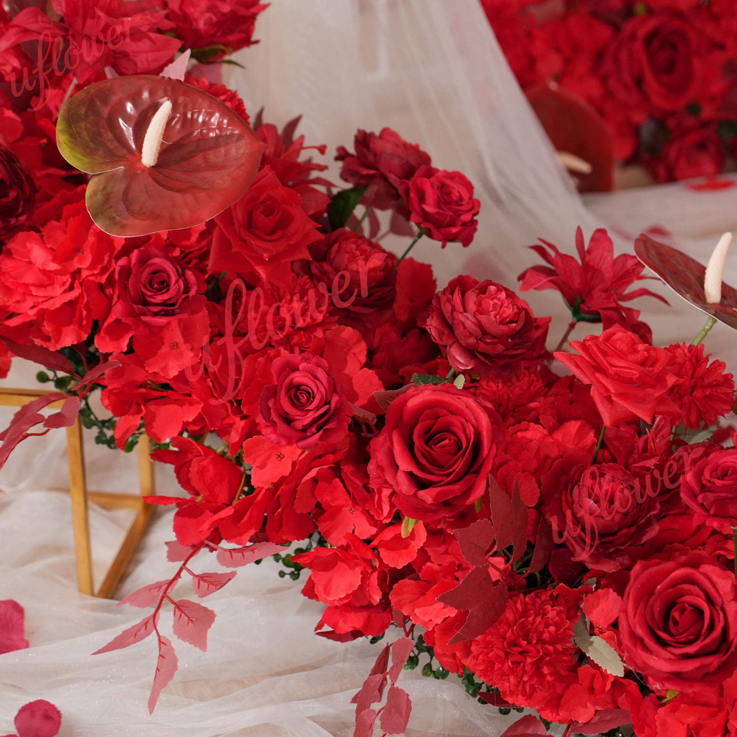 Uflower Red Flower Row Hochzei – Wedding Arch Flower Bewertung und Preis